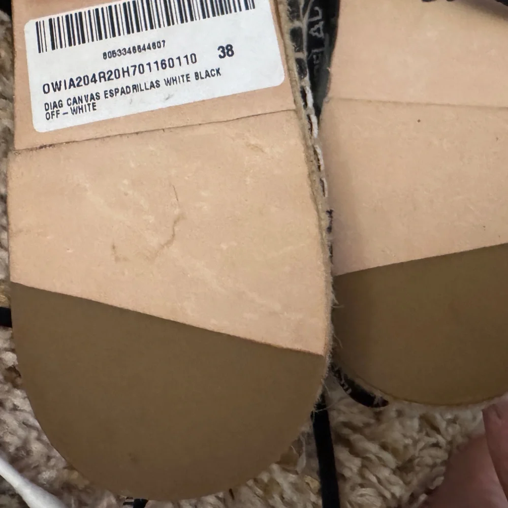 Off-White Black and White Espadrille Lace-Up Flats
